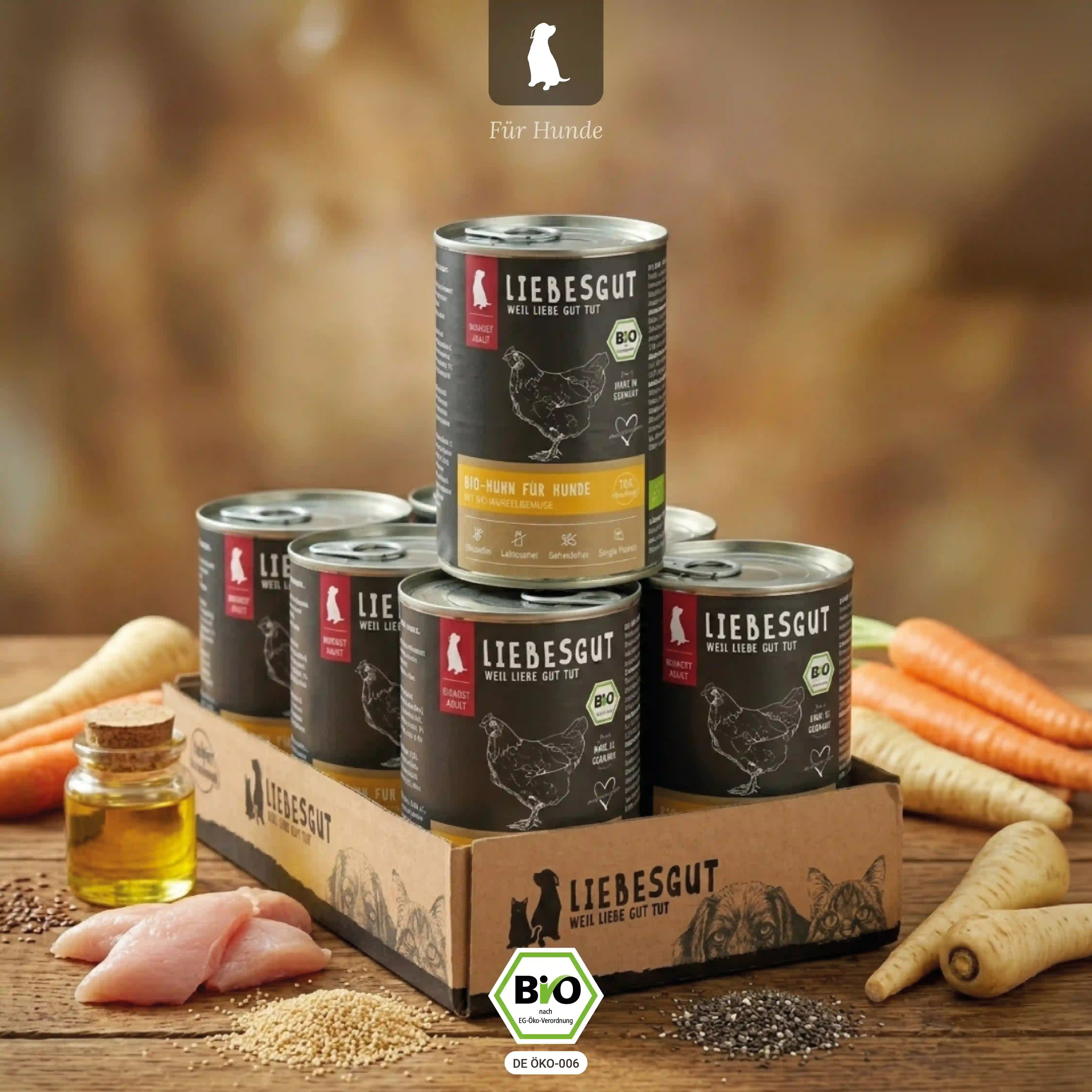 Bio-Huhn mit Bio-Wurzelgemüse und Bio-Amaranth