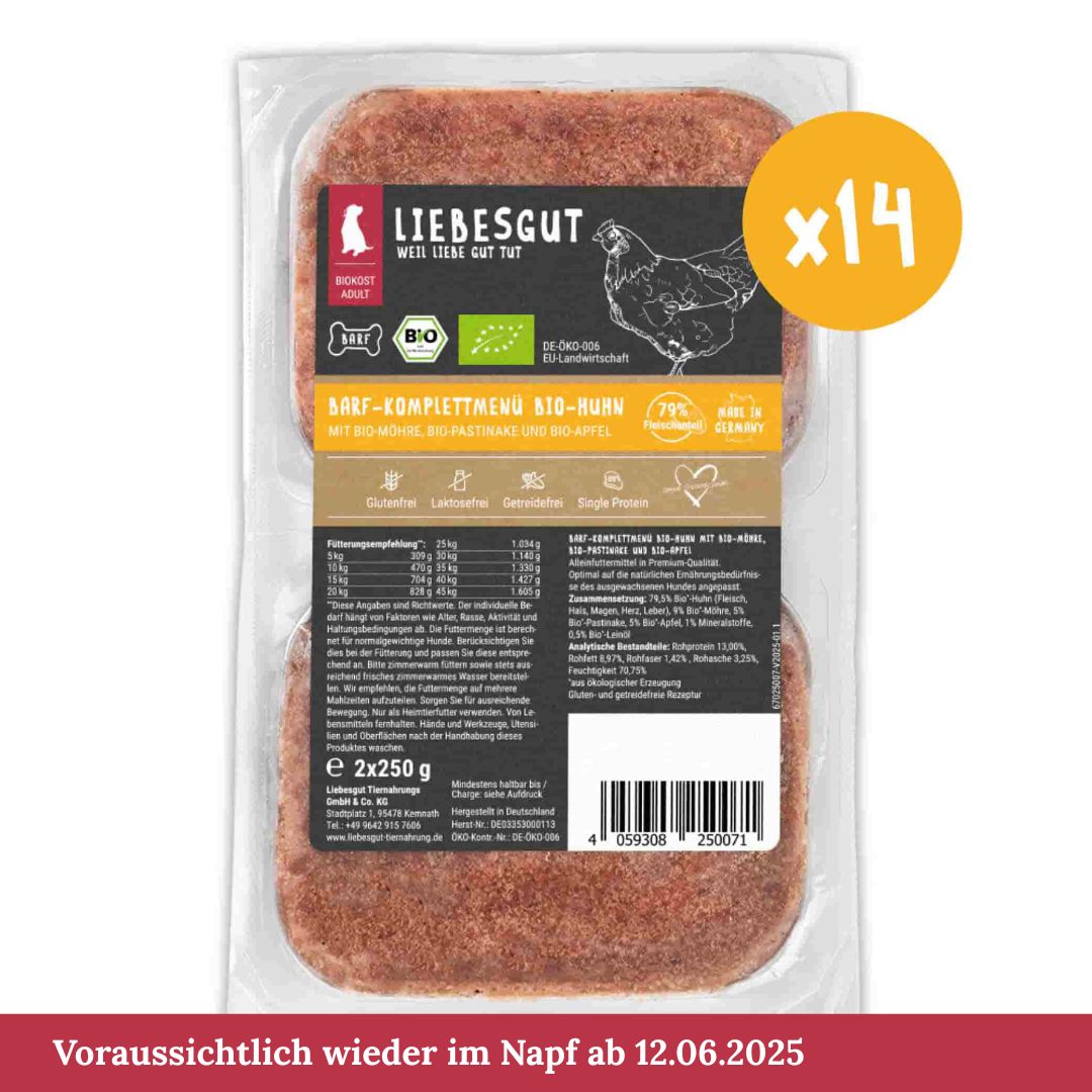 Barf-Menü Bio-Huhn mit Bio-Gemüse und Bio-Obst, 14x
