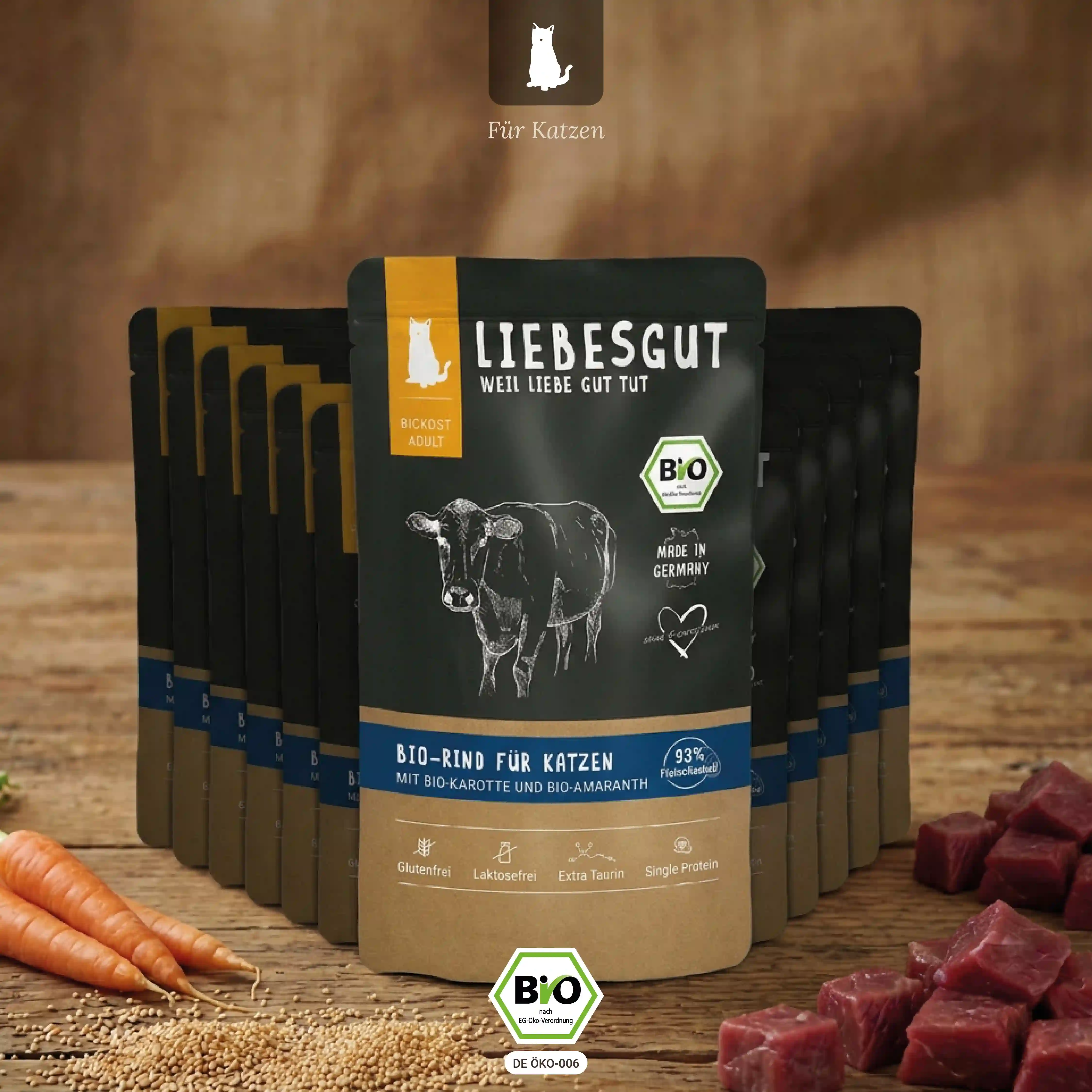 Bio-Katzenfutter Rind mit Bio-Karotte und Bio-Amaranth
