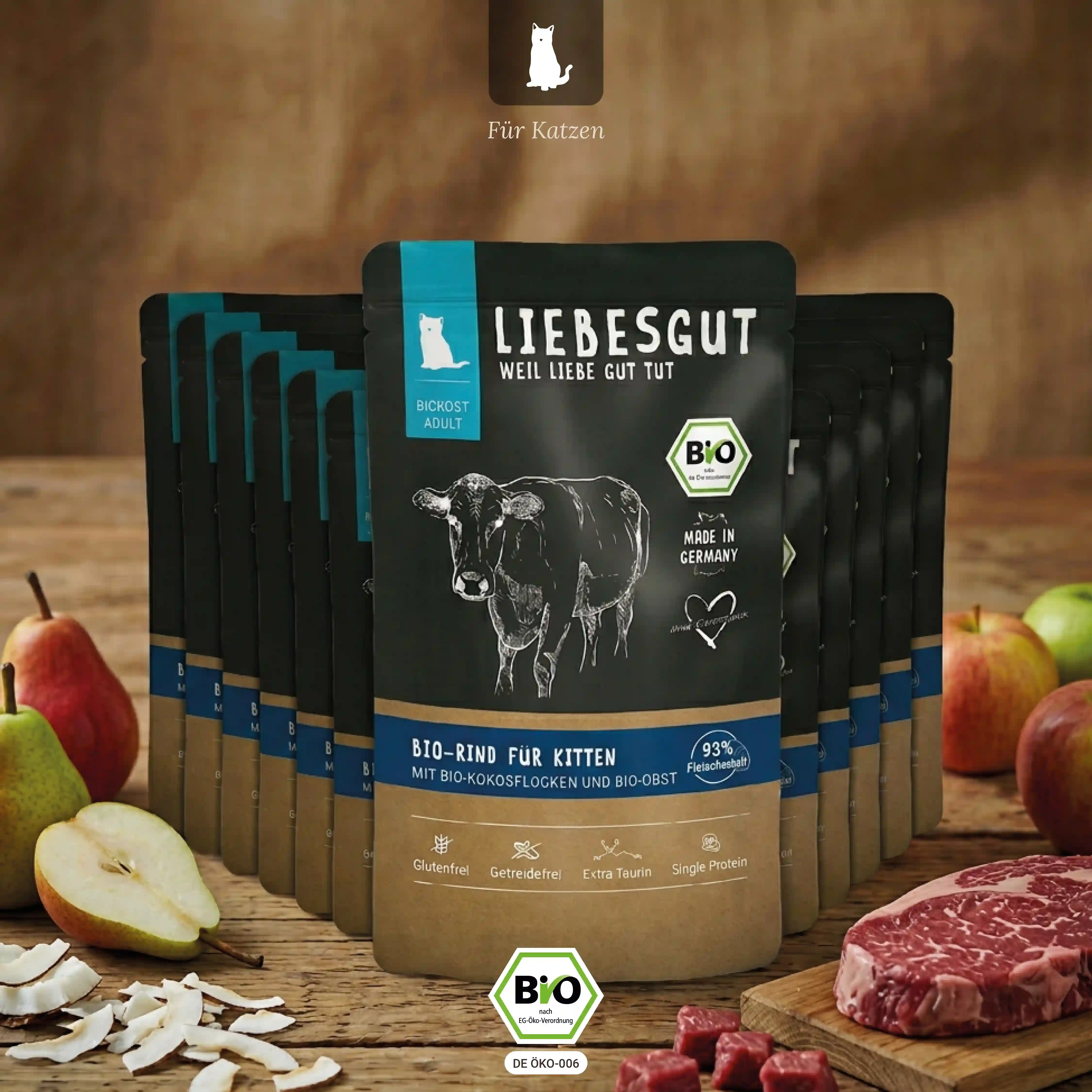 Bio-Rind mit Bio-Kokosflocken und Bio-Obst (12x100g)