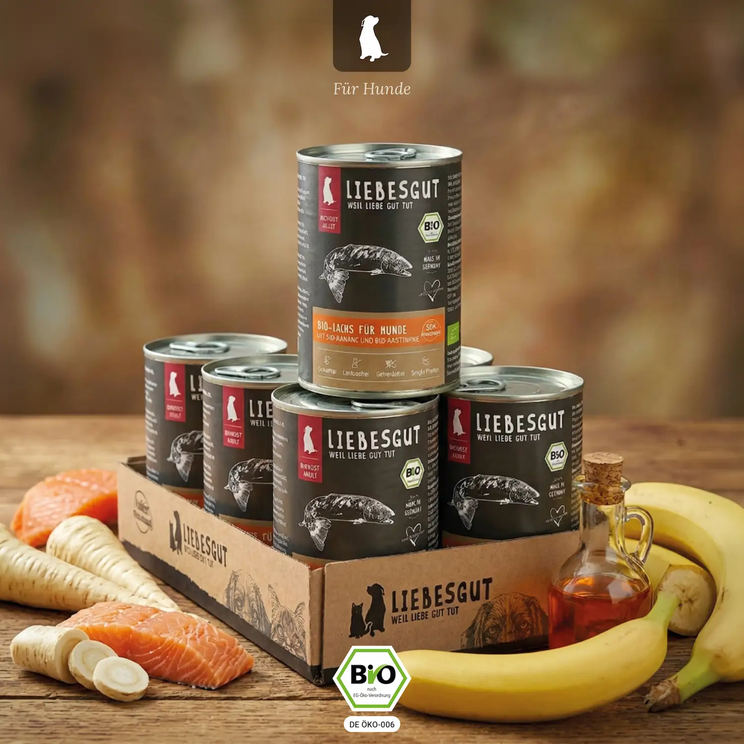 Bio-Lachs mit Bio-Banane und Bio-Pastinake