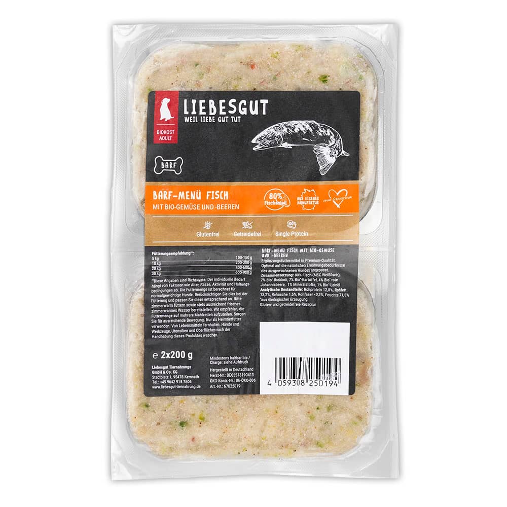 Probierpaket Barf Fisch + Schaf + Pferd 14 x 400 g