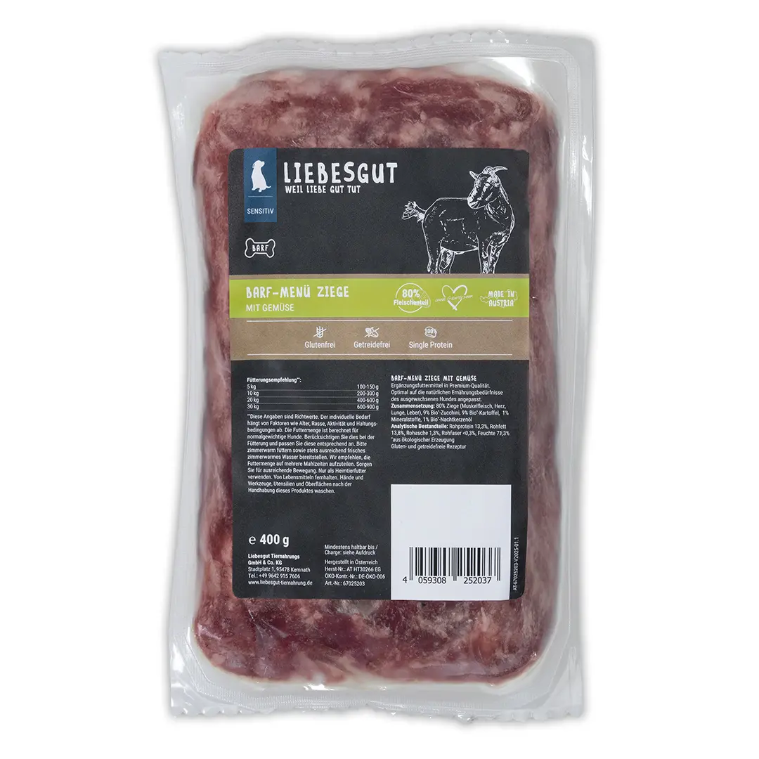 Barf-Menü Sensitiv Ziege mit Bio-Gemüse