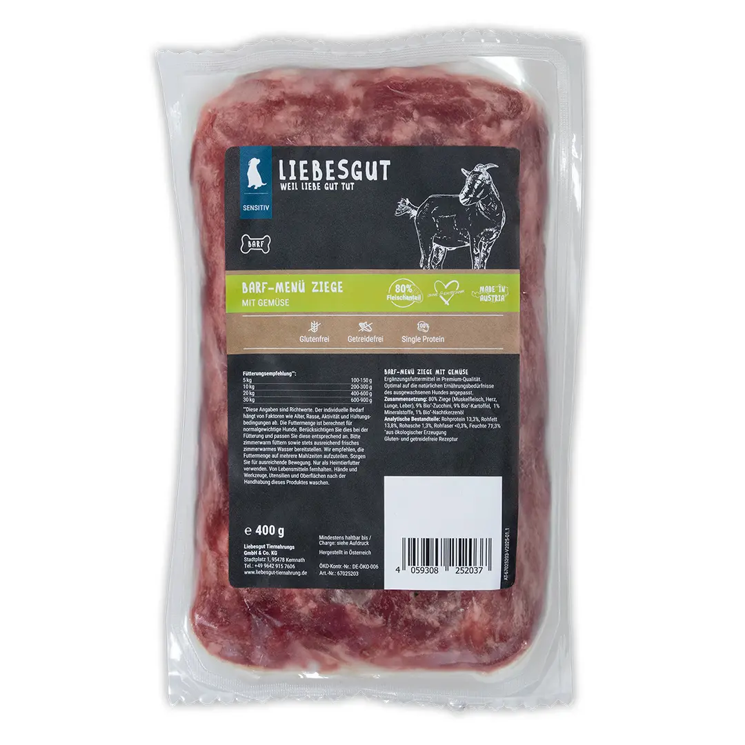 Barf-Menü Ziege mit Bio-Gemüse
