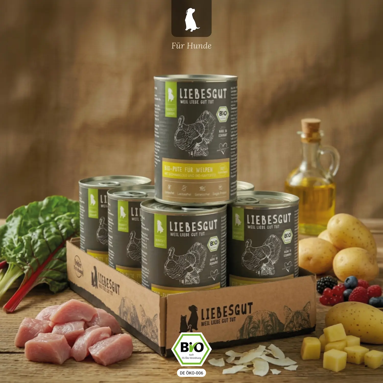 Barf-Menü Junior Bio-Pute mit Bio-Gemüse und Bio-Obst