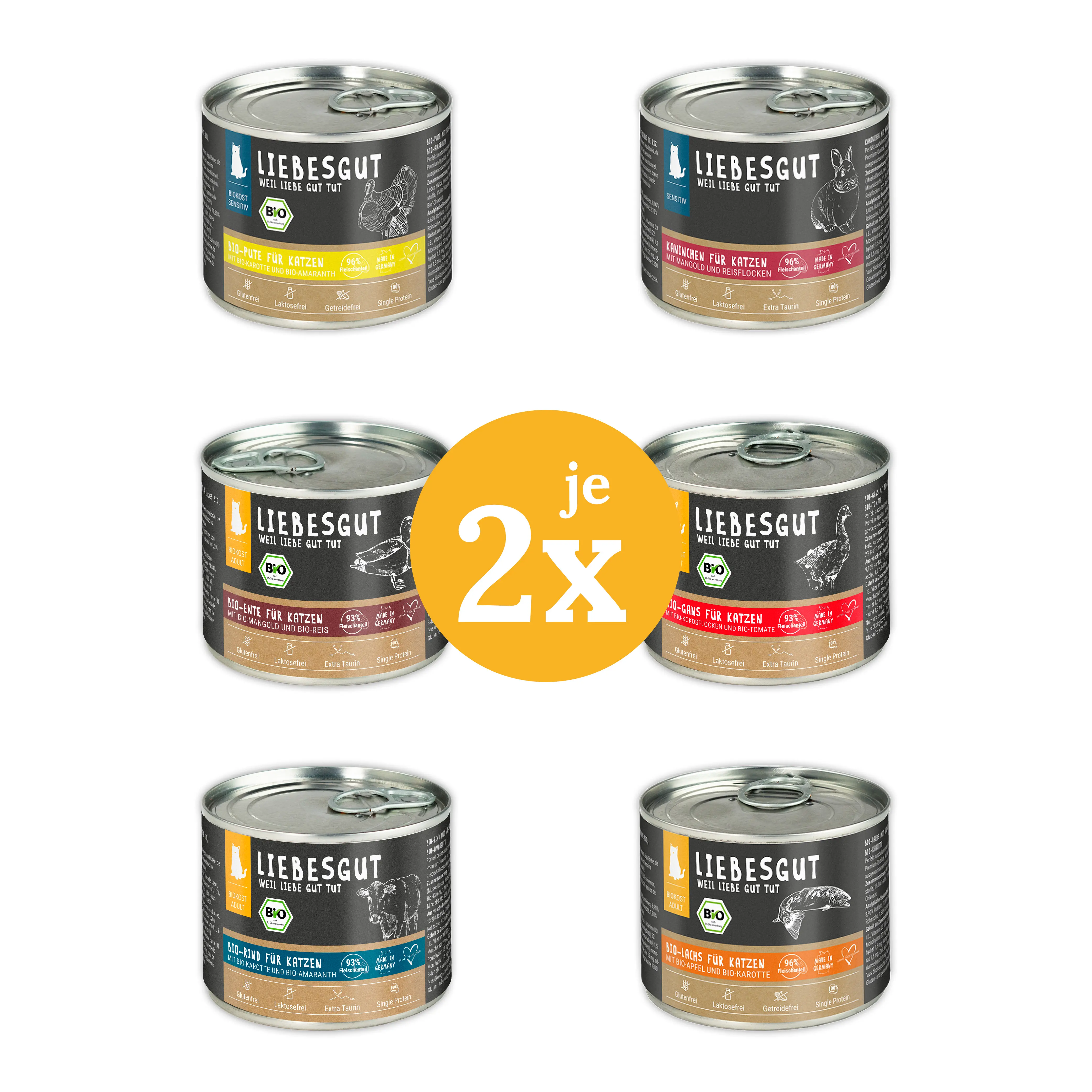 Probierpaket Katze Adult + Sensitiv 12 x 200 g