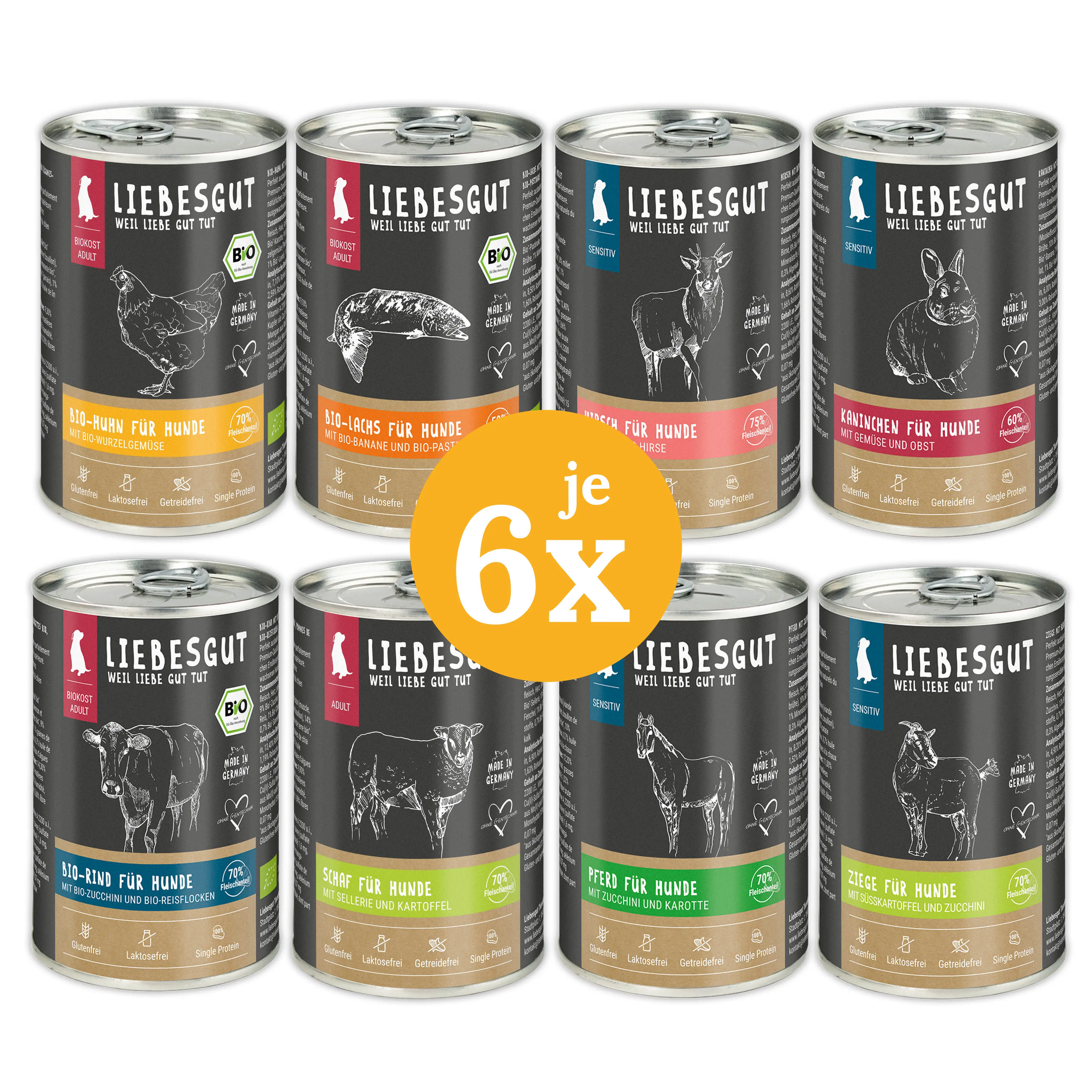 Friss-dich-satt Paket Hund Adult & Sensitiv 48 x 400 g Friss-dich-satt Paket Hund Adult & Sensitiv 48 x 400 g