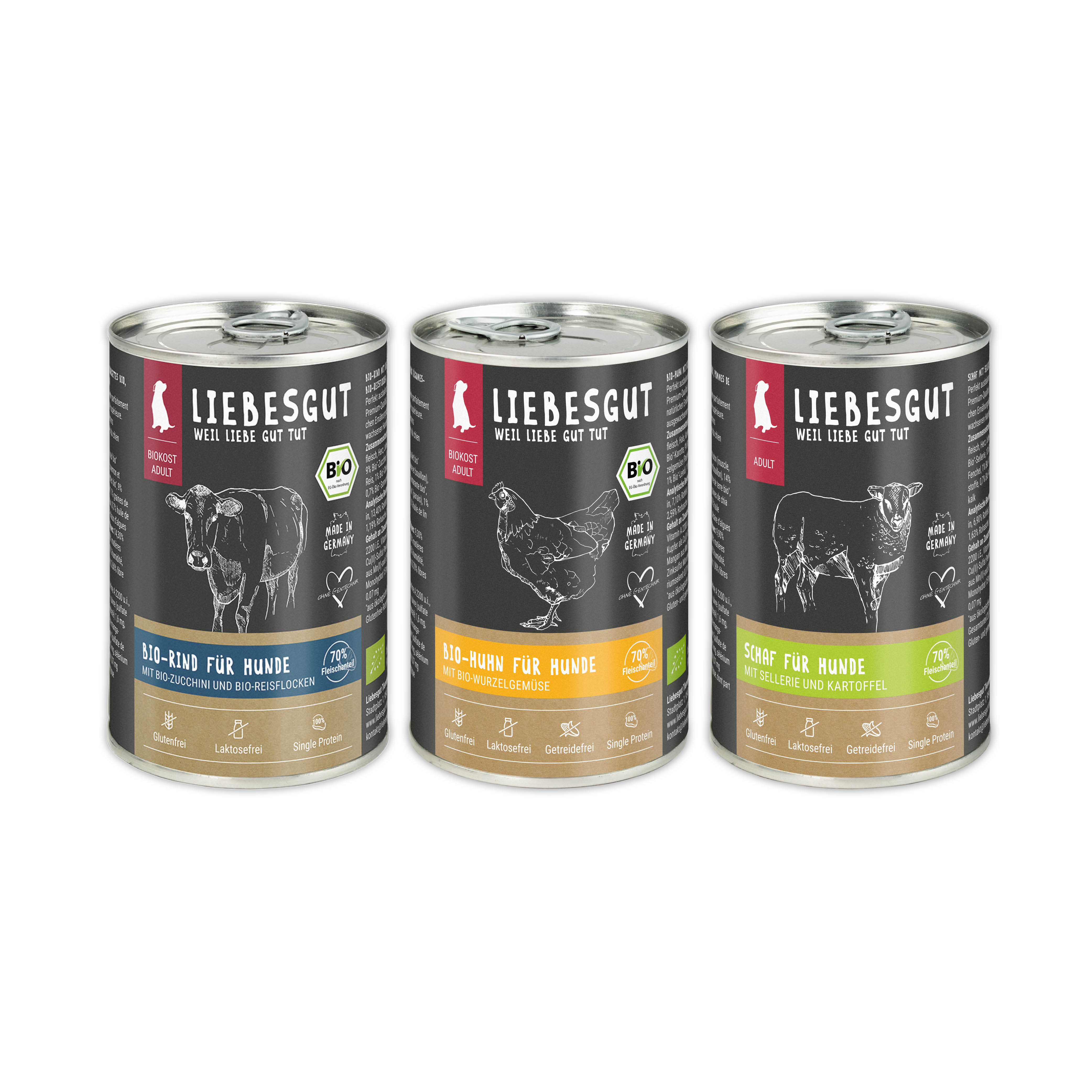 Friss-dich-satt Paket Hund Adult 18 x 400 g (ohne Lachs)