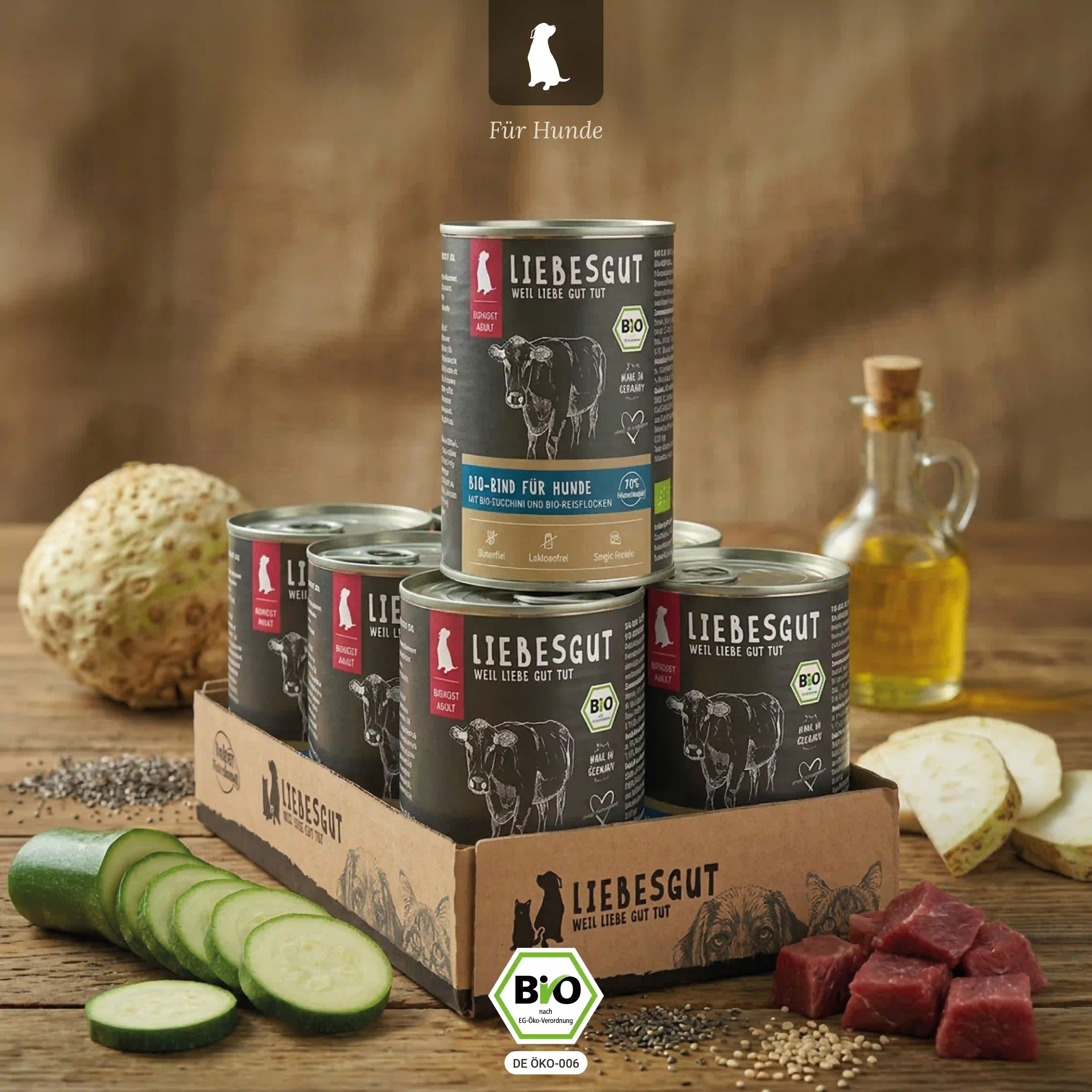 Bio-Rind mit Bio-Zucchini und Bio-Reis