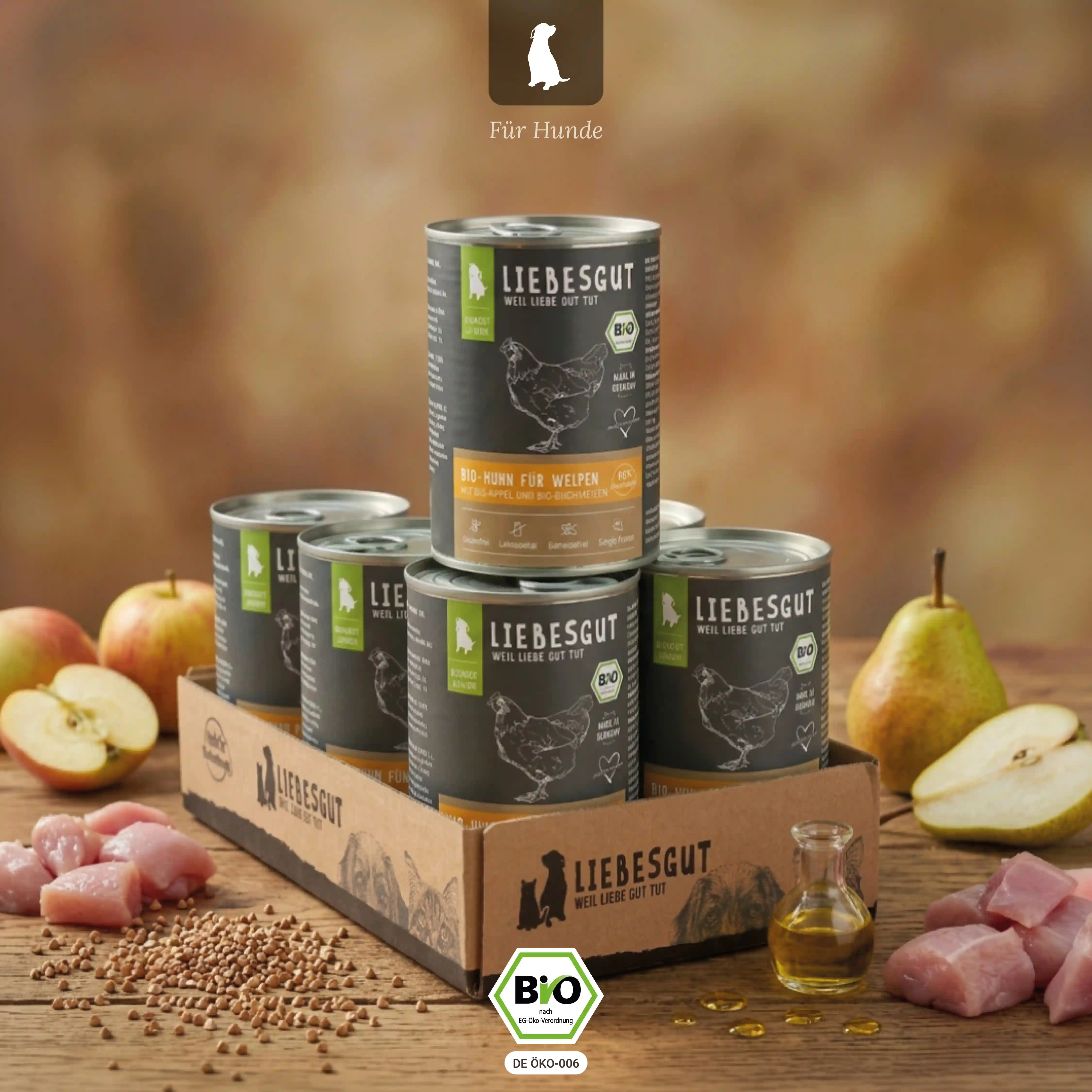 Bio-Huhn mit Bio-Apfel und Bio-Buchweizen (6x400g)