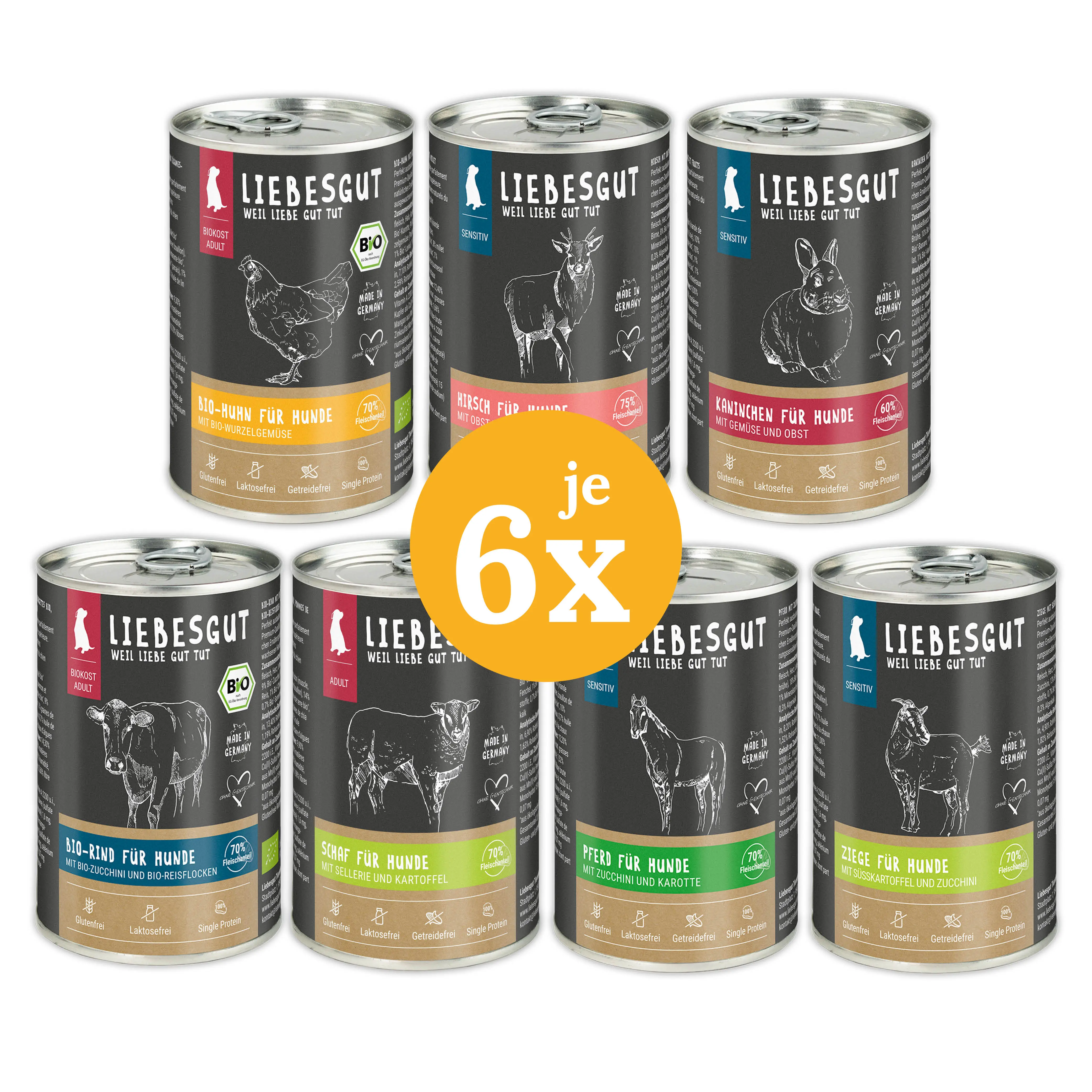 Friss-dich-satt Paket Hund Adult & Sensitiv 400 g (ohne Lachs)