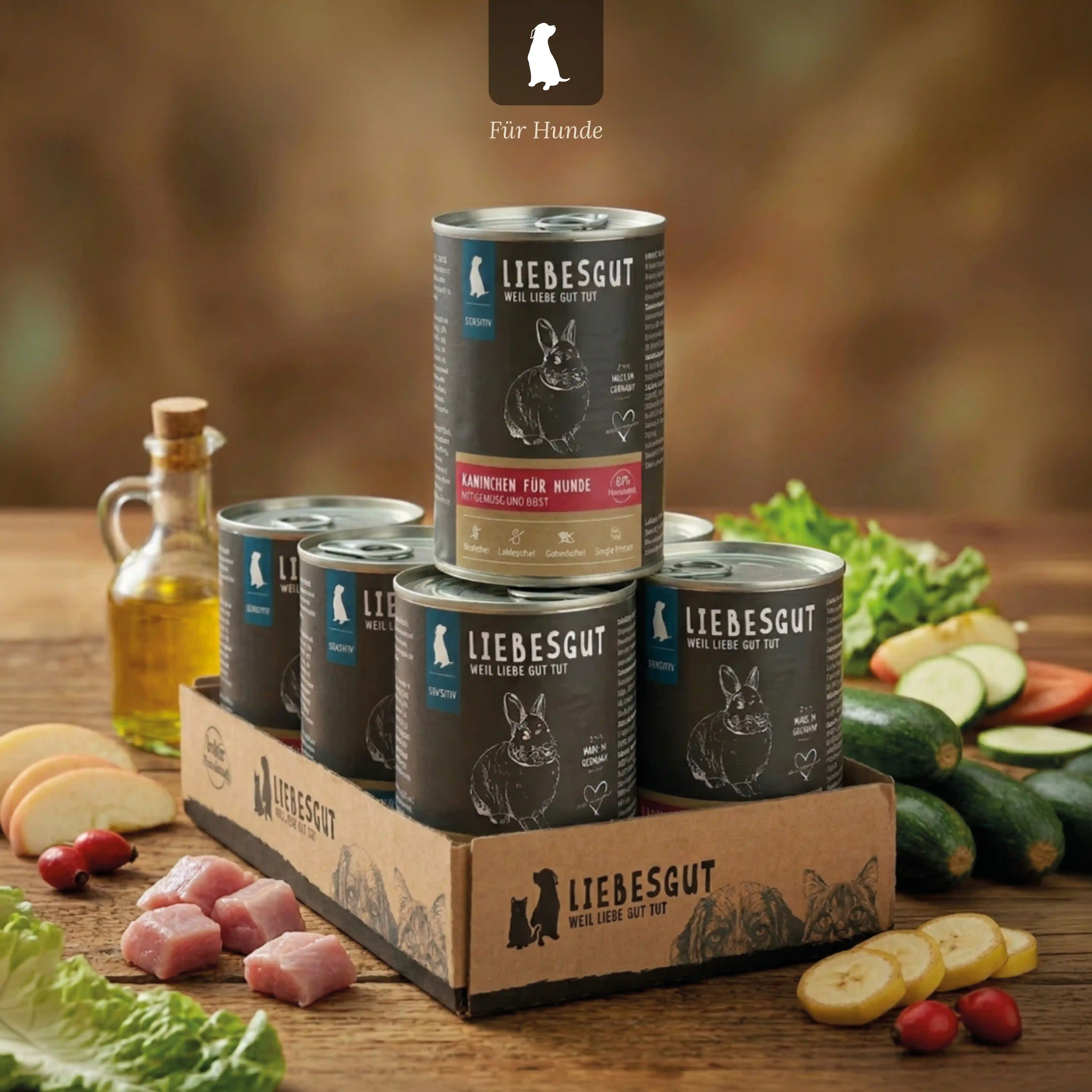 Kaninchen mit Gemüse und Obst (6x400g)