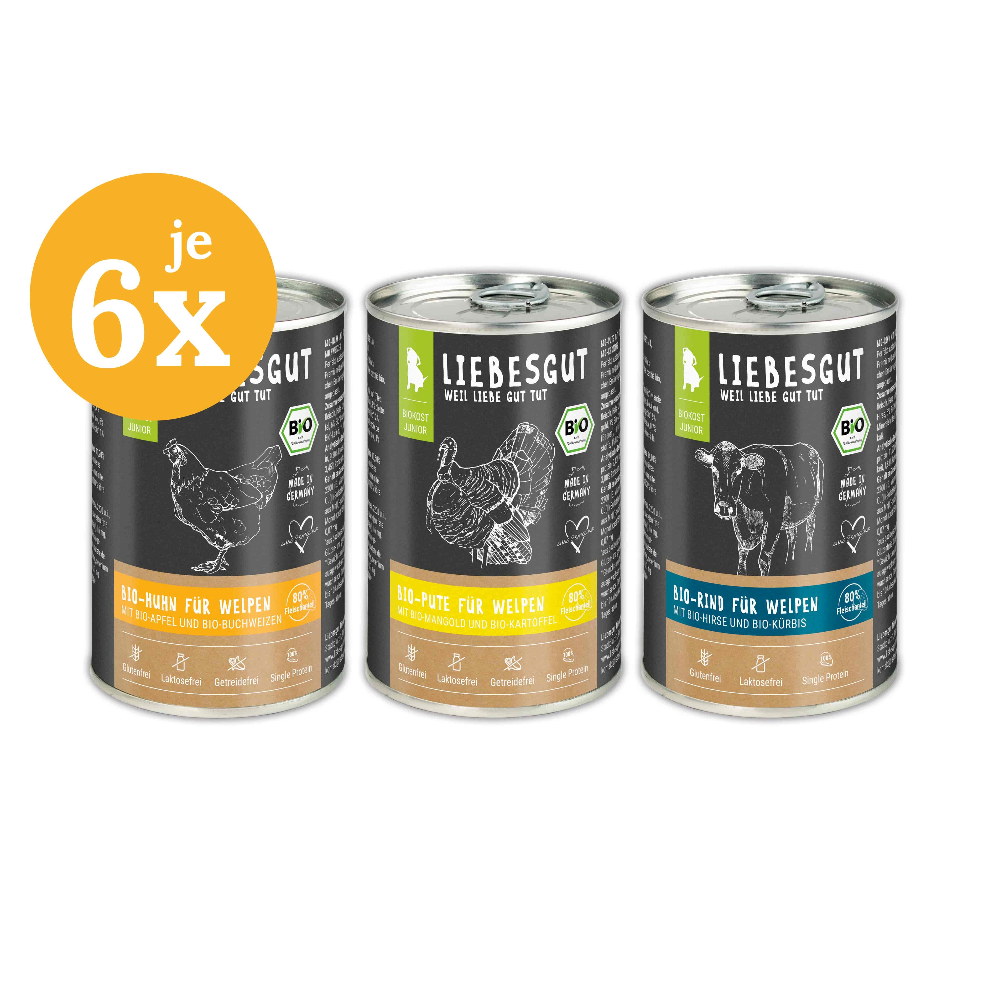 Friss-dich-satt Paket Hund Junior 18 x 400 g Friss-dich-satt Paket Hund Junior 18 x 400 g