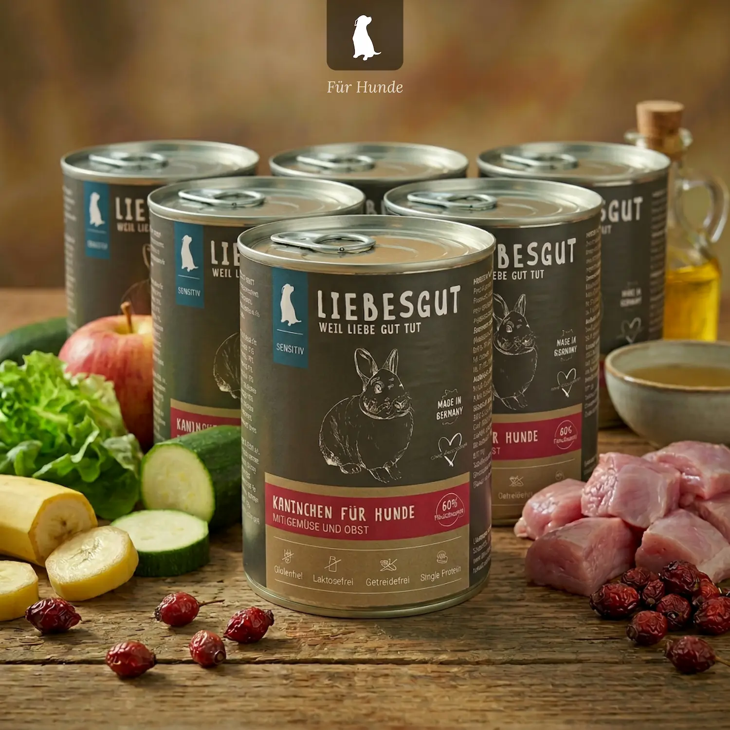 Kaninchen mit Gemüse und Obst (6x400g)